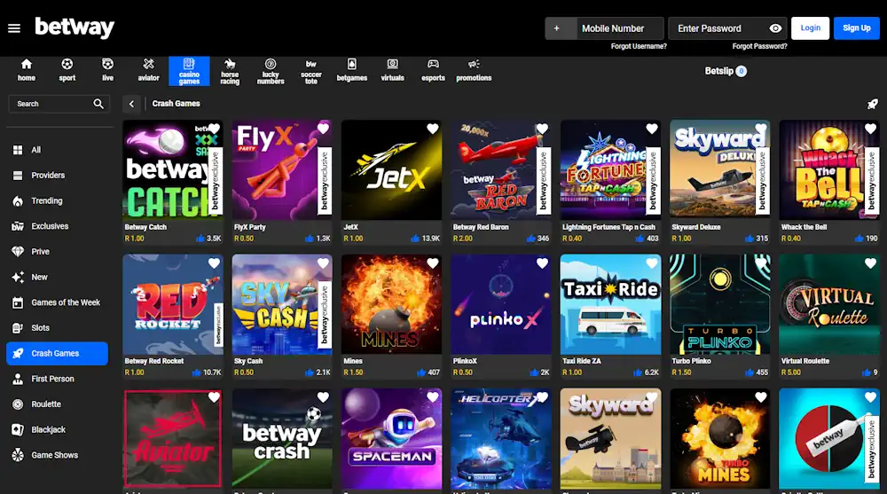 Betway Crash Games Screenshot